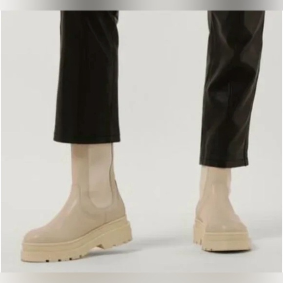 SCOTCH & SODA Made In Portugal Leather High Top Chelsea Boots Light sand 41/8.5 - Picture 1 of 12